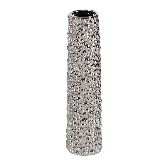12" Silver Ceramic Abstract Glam Vase Set